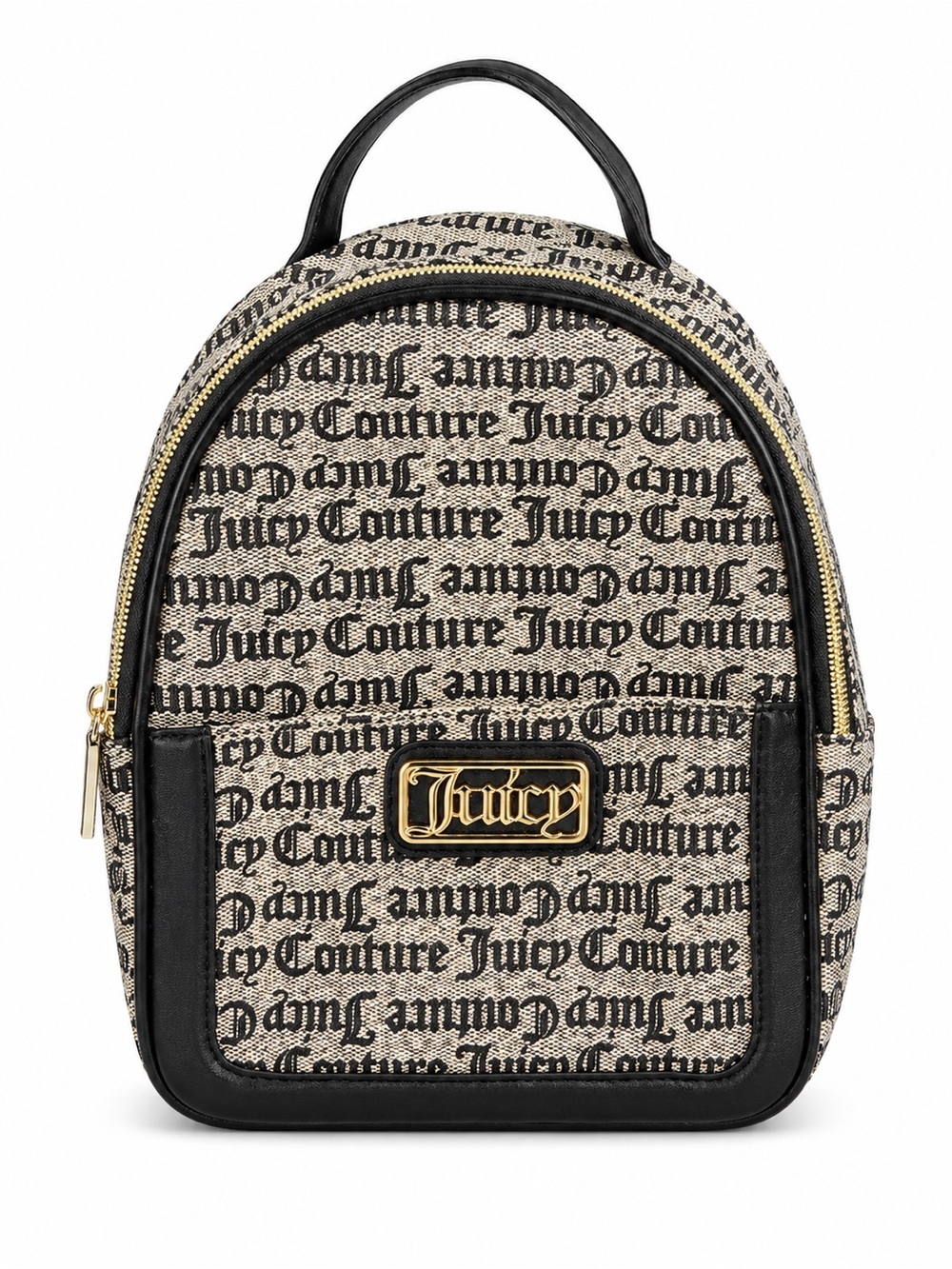 Juicy Couture Beige & Black Logo Mini Backpack with Gold Hardware